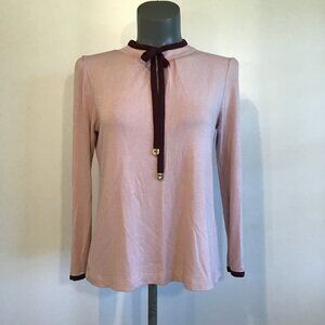Chima Pink Knit Sweater with Neck Tie Size L